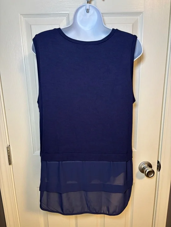 True Navy Blue Michael Kors tank with sheer panel size XL NWT - Picture 2 of 4